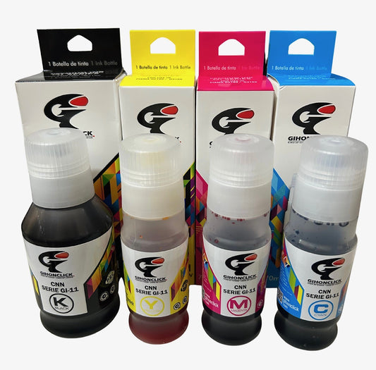 4 Tintas Premium Gi11 G2160 G3160 Compatibles Con Canon - Negro/magenta/amarilla/cyan
