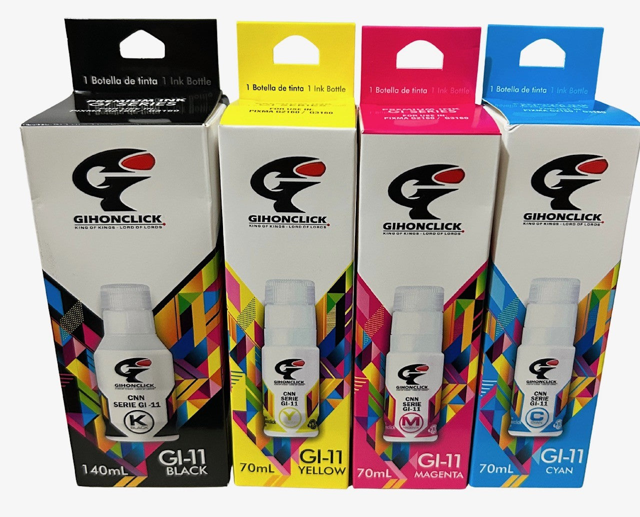 4 Tintas Premium Gi11 G2160 G3160 Compatibles Con Canon - Negro/magenta/amarilla/cyan