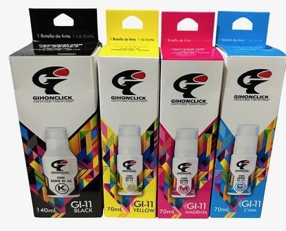 4 Tintas Premium Gi11 G2160 G3160 Compatibles Con Canon - Negro/magenta/amarilla/cyan